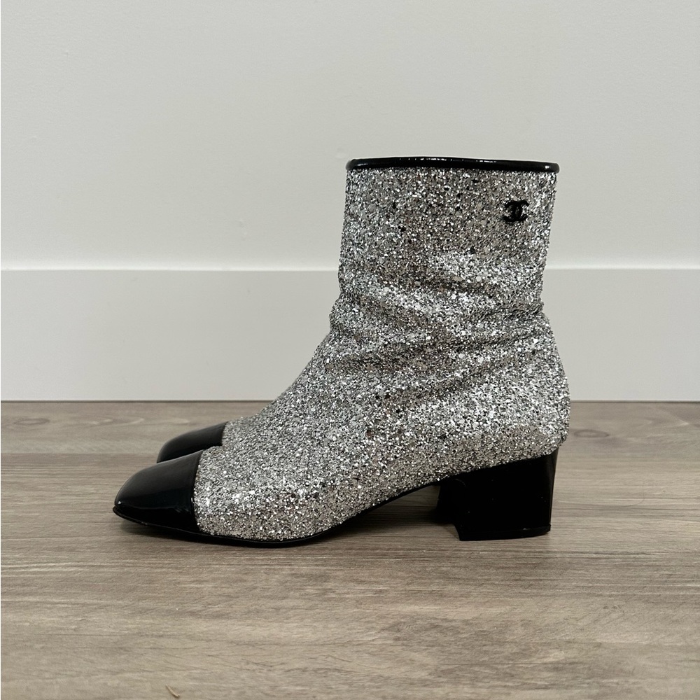 Chanel glitter ankle boots